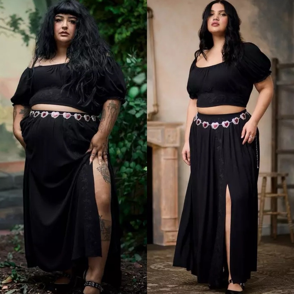 Torrid | Nightfall Embroidered Crop Top & Embroidered Slit Maxi Skirt